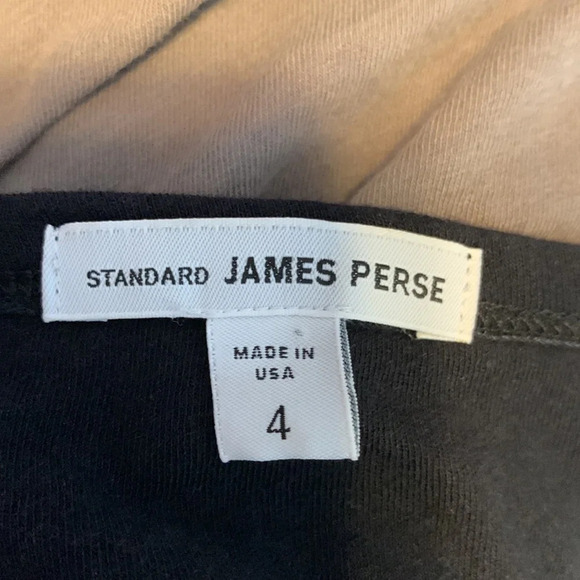 Standard James Perse long sleeve color block  ruched gray dress sz 4 /XL cotton - Picture 9 of 11